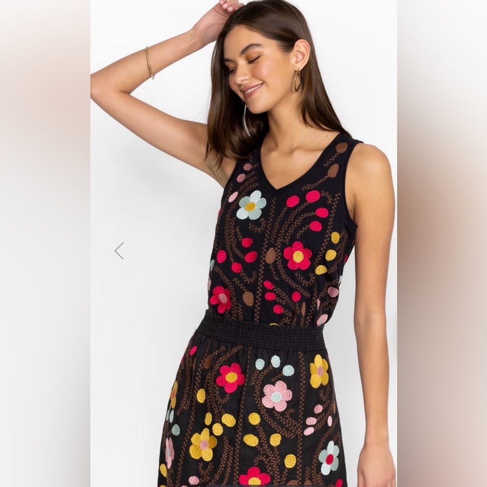Johnny Was Joni Maxi Skirt with Colorful Floral Embroidery - Picture 2 of 5
